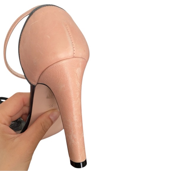 NWOT Red Valentino Pink/Black Leather Bow Detail Ankle Strap Sandals Size 36 - Picture 5 of 8